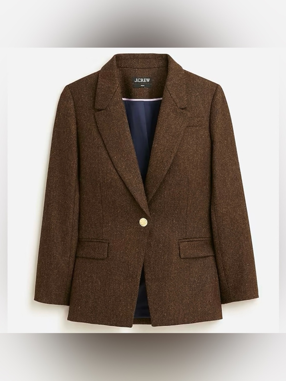 J Crew Womens Willa Wool Blazer Size 12 Brown Gold Buttons Academia Preppy #